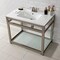 Fauceture VWP3722W4B8 37-Inch Ceramic Console Sink (4-Inch, 3-Hole), White/Brushed Nickel VWP3722W4B8 - alternate 4
